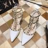 2025 Spring and Summer New Korean Version of Willow Nails One-word Buckle Single Shoes Women's Pointed Head Thick Heel Retro College Style Hollow 