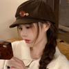 Y2k Double Button Berets Hat Japanese Painter Hat Retro Corduroy Baseball Cap  Winter