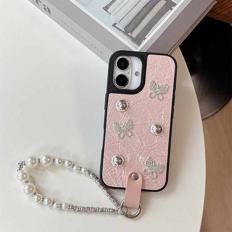 

Срібний намисто-бант для чохла мобільного телефону IPhone 16 14 Захисна накладка для IPhone 17 Promax Перловий браслет 15 For iPhone XR