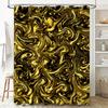Luxury Golden Fluid Texture Print Shower Curtain Waterproof Bathroom Decor