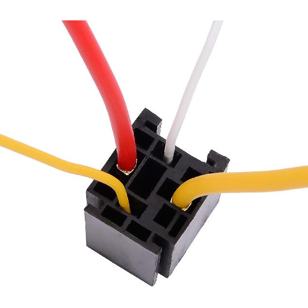 EHDIS 4-Pin Car Truck Motor Heavy Duty 80A 12V On/Off Normally Open SPST Relay Socket Plug With Harness - 4 Wire Automotive Model JD2912-1H-12VDC 80A