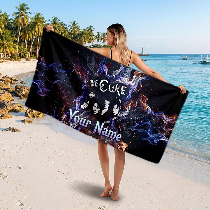 The Cure Customized Name Text Beach Towel, Soft Absorbent Towel Beach Pool Travel Personal Gift