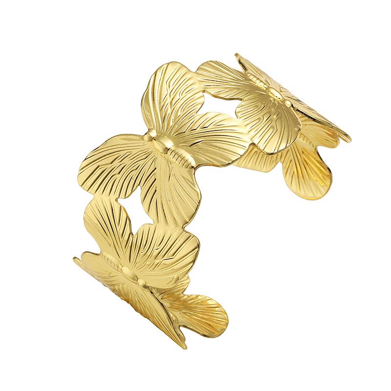 HECHENG,Fashion Classic Cubic Convex Flower Butterfly Pattern Women s Bracelet Luxury Golden Copper Hand Jewellery Gift
