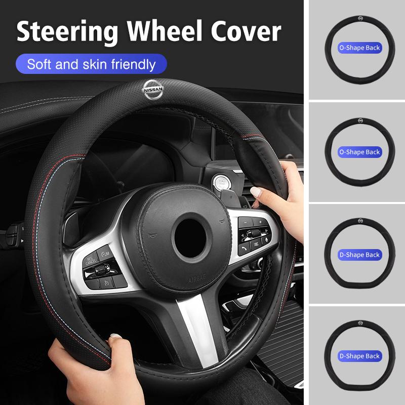 CIZQOI1 Car Steering Wheel Cover Leather Anti-slip Breathable Accessories For Nissan Pulsar Skyline Patrol Navara Micra X-Trail