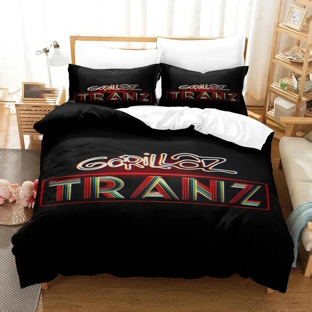 New Printed Gorillaz Music Band Bedding Set Duvet Cover Sheet Printed Bed Set Pillowcase Full Queen King Size Comforter Bedroom