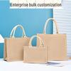 Durable Multi-Size Solid Color Linen Tote Bag - Hand-Painted Design