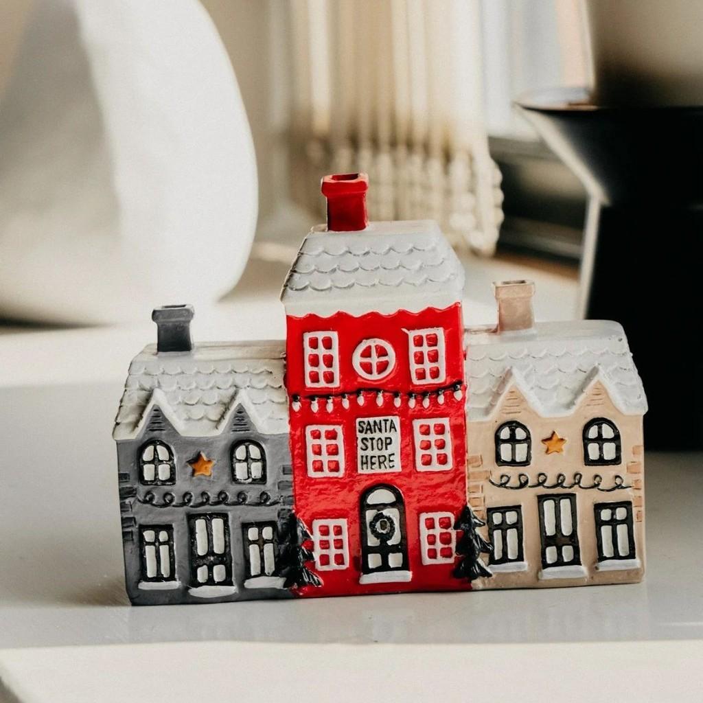 

Christmas Village Whimsical Incense Cone Holder Decorative Resin Craft For Holiday Settings