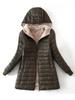 Women's Mid Length Autumn and Winter Plush Warm and Slim Fitting Cotton Jacket, Women's Oversized Casual Hooded Jacket