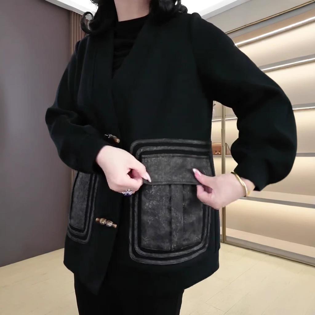 2025 Spring Plus Size Loose Sweatshirt with Large Pockets for Middle-Aged Women - Casual Influencer Hot Seller