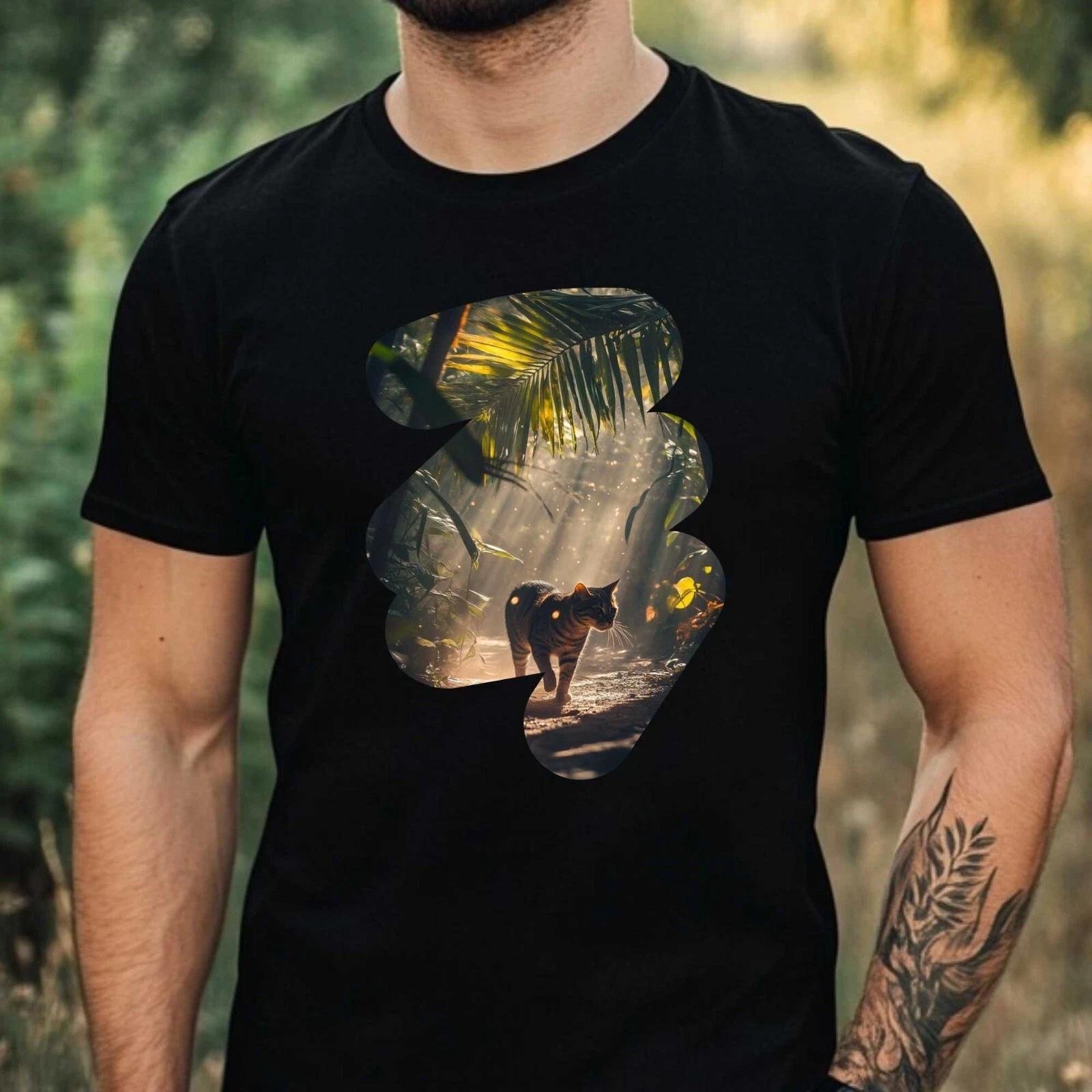 T-Shirt Herren Wilde Katze Motiv Baumwolle Größe XS bis 5XL XXXL