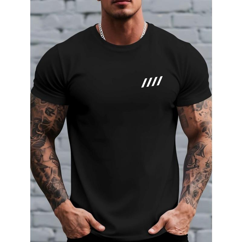 Classic Minimalist Men's Printed T-shirt Suitable for Casual Wear in All Seasons. Ideal for Summer, Daily Tops, Men's Patterned T-shirts, Summer