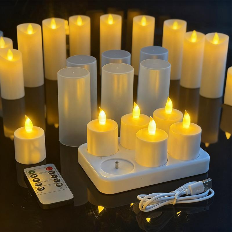 4/6/12Pcs LED Flameless Tea Light Candles USB Rechargeable Battery Operated Fake Candles For Wedding Valentine Home Party Decor