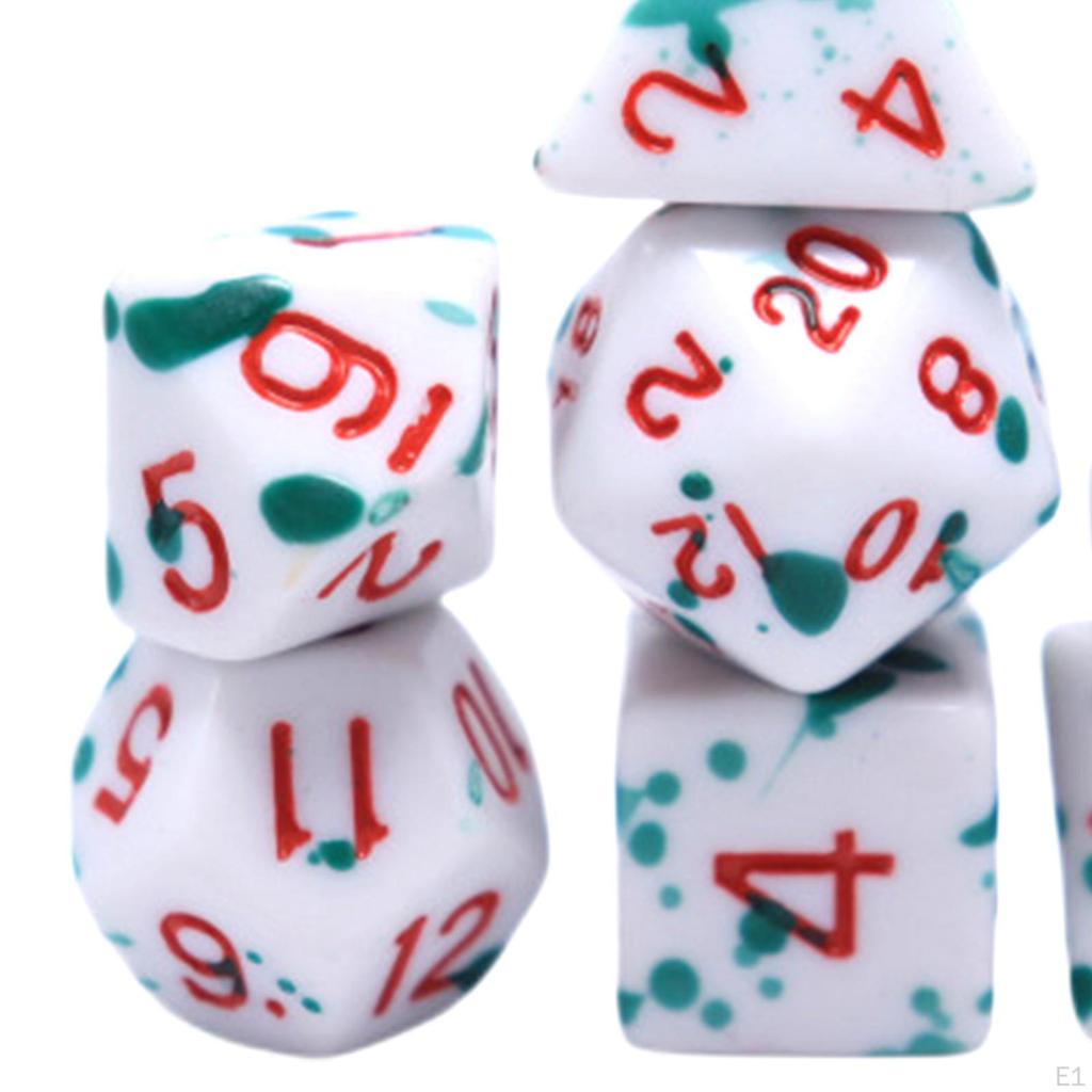7 Pieces Multisided Dice Table Gaming Durable D4 D6 D8 D10 D12 D20 Color Changing for
