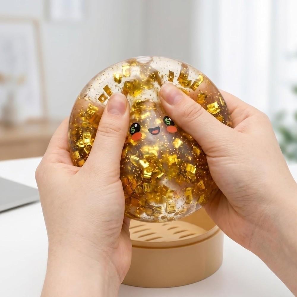 Glitter Shark Dumplings Squishy Toy with Steamer Stress Relief Sensory Ball Relaxation Tool