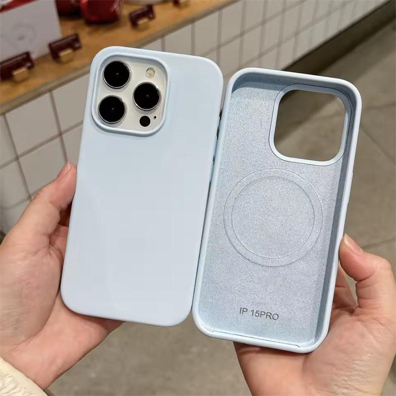 

Магнитный чехол из жидкого силикона для беспроводной зарядки Magsafe для iPhone 17 Air 16 Pro Max 15 Plus 14 13 iPhone 17 Air синий