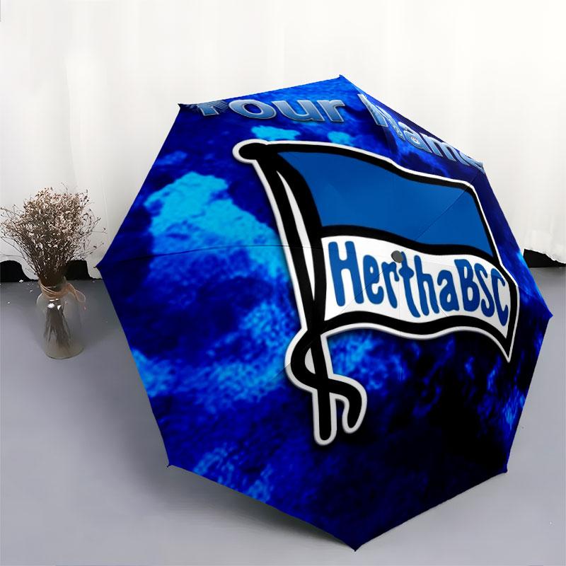 1 PC Automatic Folding Umbrella - Hertha BSC Custom Name Pattern, Portable & Foldable Design with 8 Ribs, Christmas Birthday Gifts