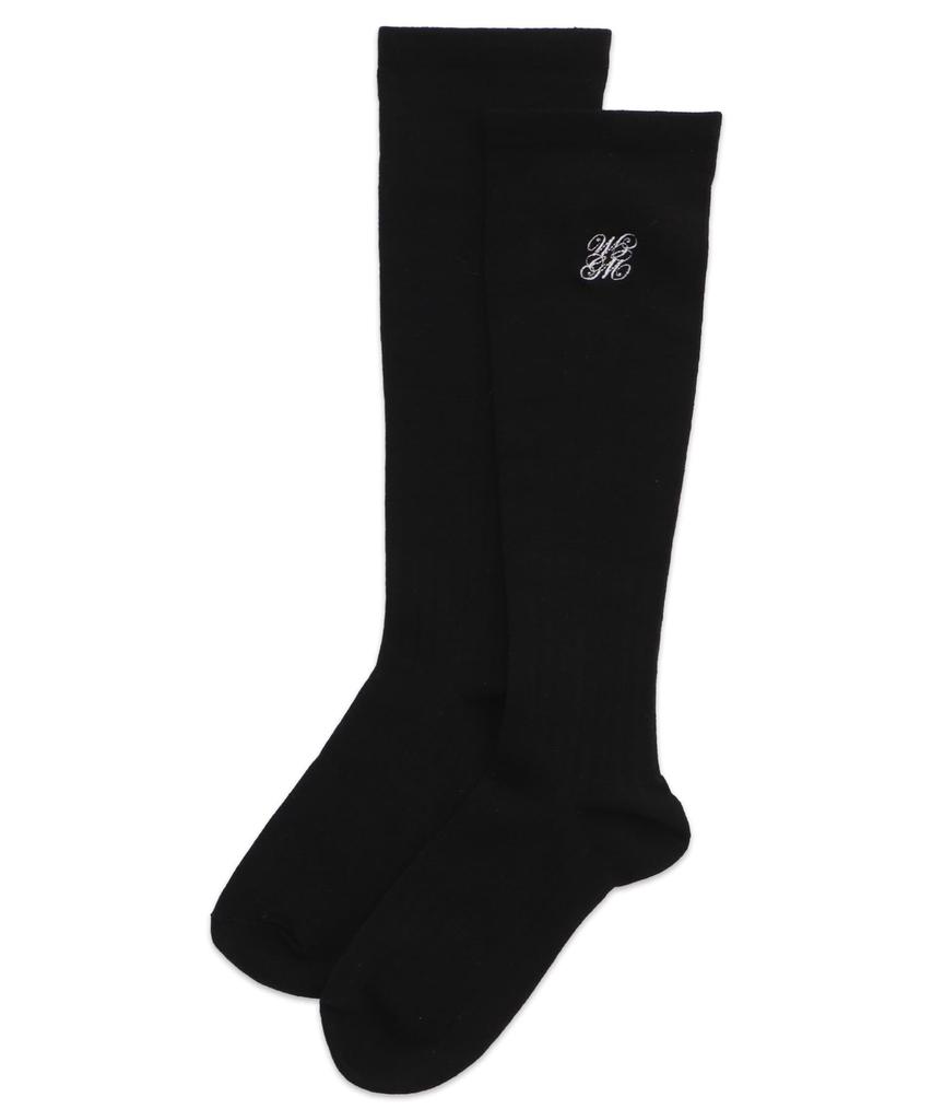 WEGO Compression Antibacterial and School Sizes Black Women's Hosomi-chan Socks, Odor-Resistant, Logo, Girly, 23-25cm,
