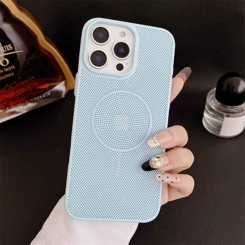 Magnetic Heat Dissipation Mesh For Magsafe Case For iPhone 16 14 15 Plus 13 12 11 Pro Max Cooling Breathable Hard PC Thin Cover