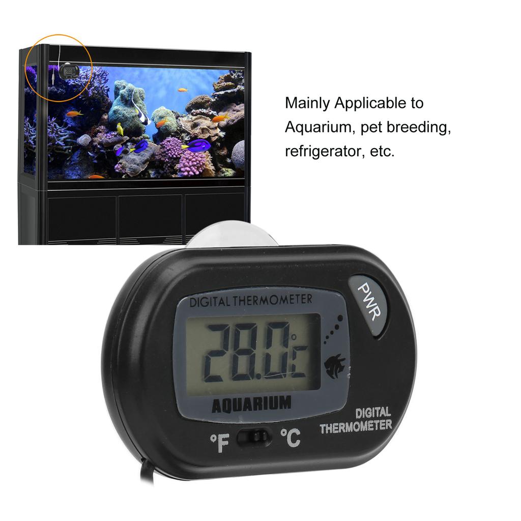 LCD Digital Aquarium Thermometer, Large Display, Waterproof Probe, C degrees CelsiusF degrees  Conversion, -50 degrees C . +70 degrees C Temperature R