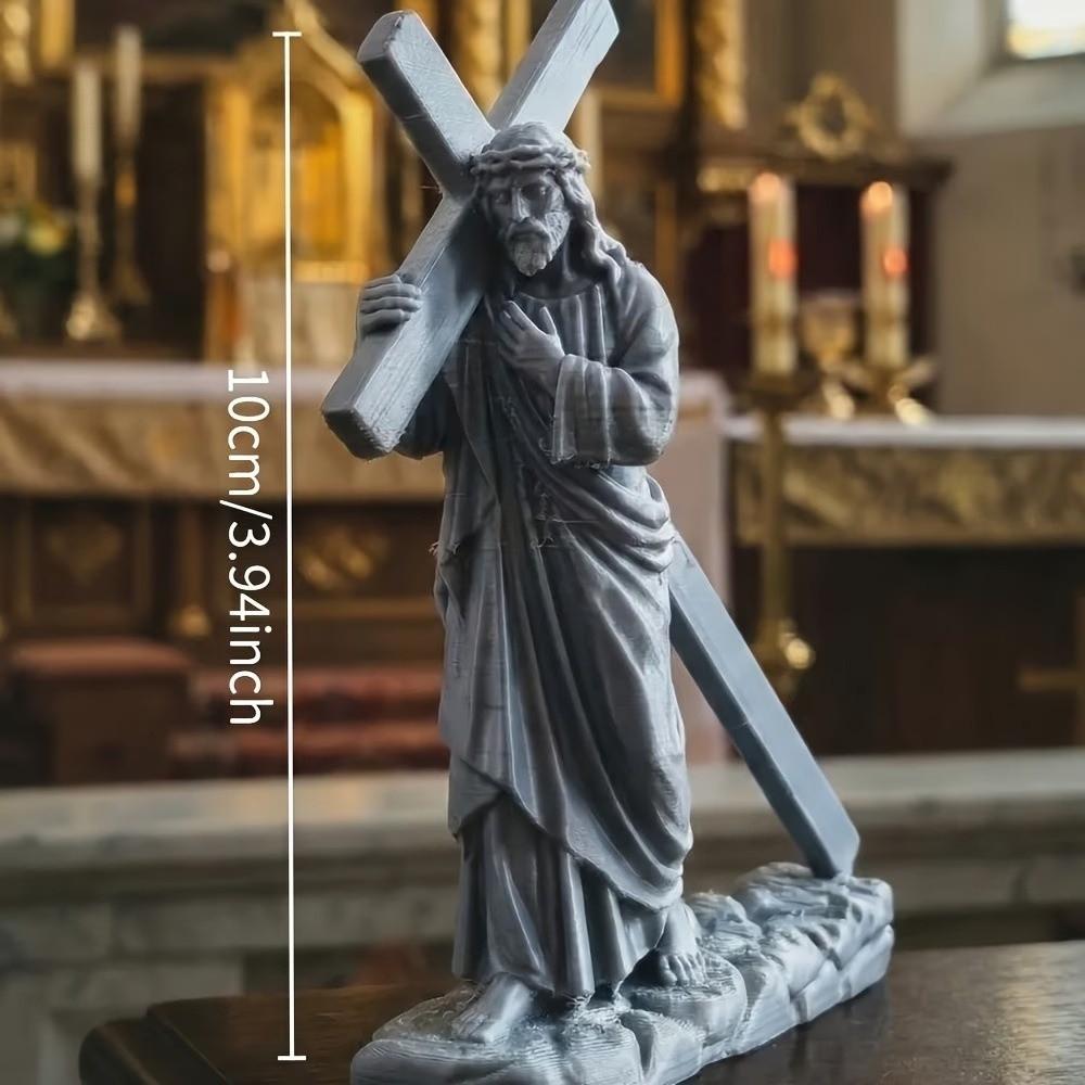 Mini Jesus Statue Cross Decoration 3D Printing Christian Figurine Tabletop Decoration
