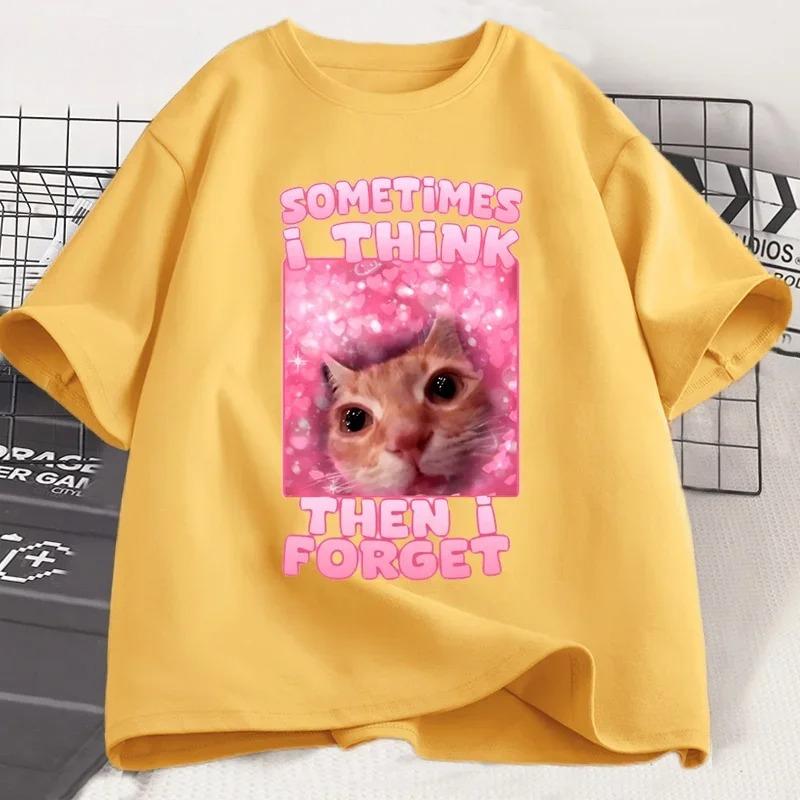 Fun and humorous cat summer boy and girl fashion Polyester short sleeved T-shirt top