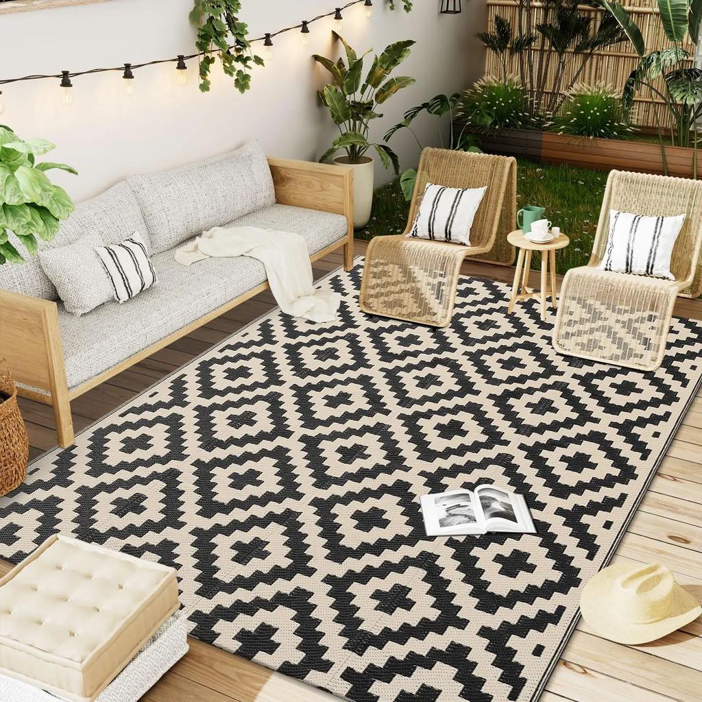 Outdoor Rugs Waterproof Carpets Indoor Outdoor Deck Backyard Family Picnic Balcony Rug Living Room and Kitchen Home Decoration
