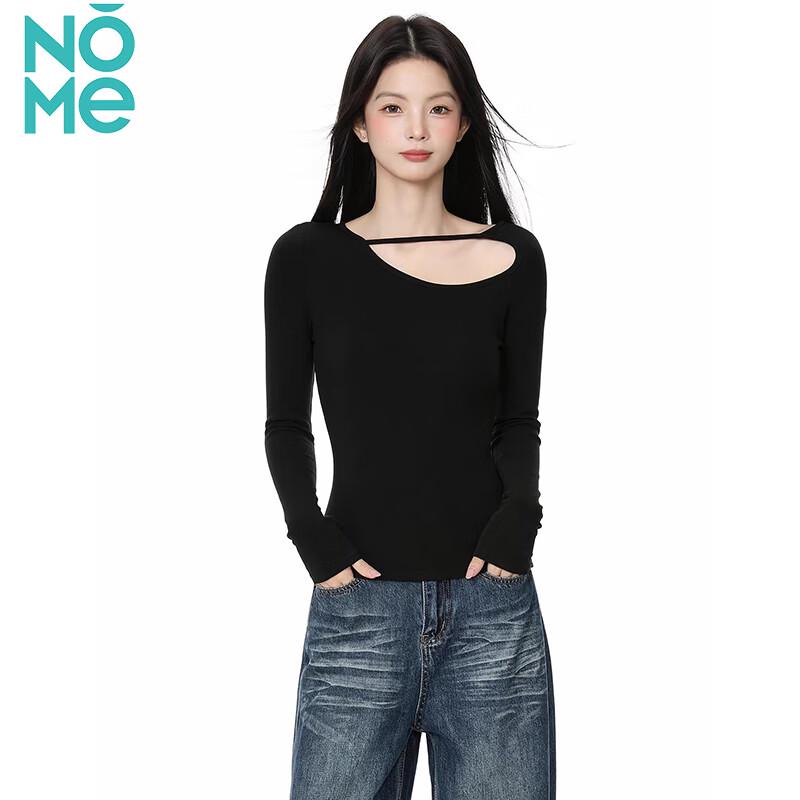 NOME Women s Korean Style Off-Shoulder Cutout Long Sleeve T-Shirt S
