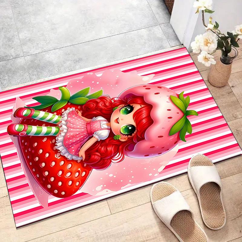 1pc Strawberry Princess6 Design Printed Area Rug Carpet for Bedroom Living Room Home Decor Rugs Mat Non Slip Mat Rug for Bedside