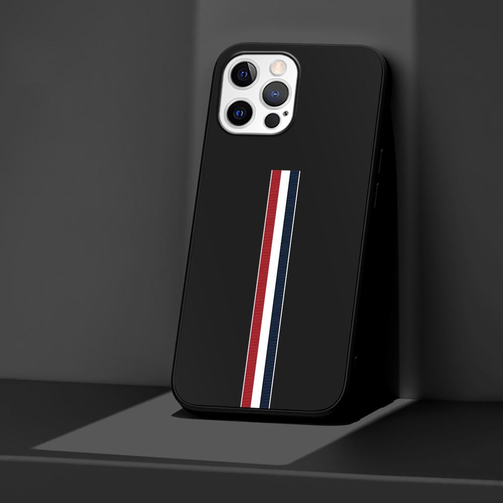 

Чехол для телефона Apple iPhone 14 11 13 Pro Max 12 Mini XR 7 8 + SE 2020 XS 6 6s Plus Sports Brand Stripes Silicone Black Cover iPhone 13 Pro