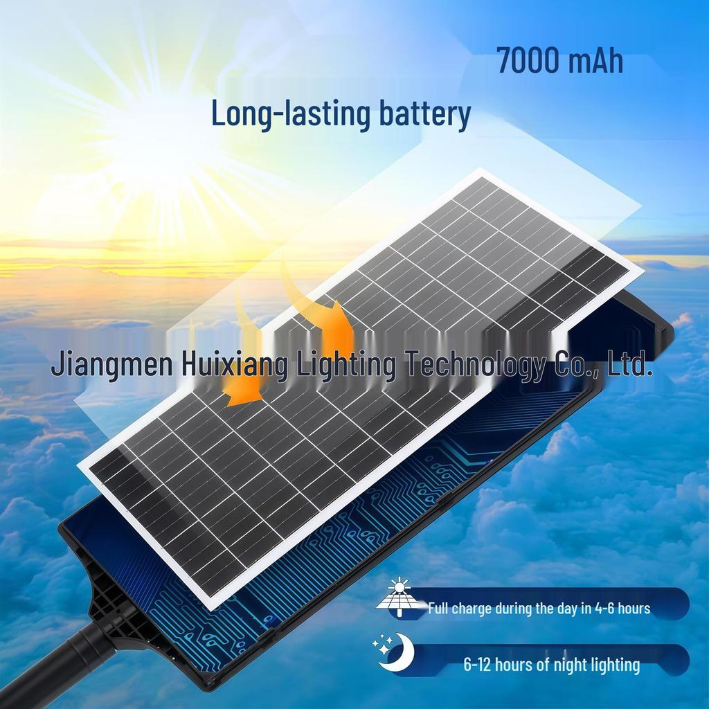 Huixiang Three-Sided Solar Street Light with Motion Sensor for Outdoor Courtyard