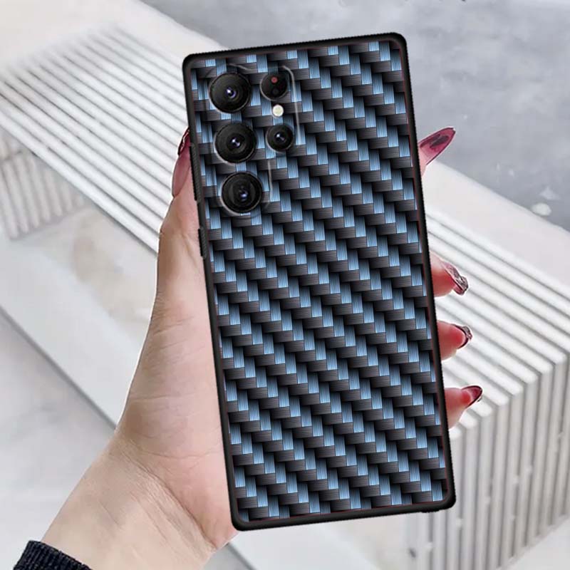 Black carved woven texture Phone Case For Samsung Galaxy S26 S25 S24 S23 S22 S21 S20 Ultra Plus FE 5G Black Soft TPU