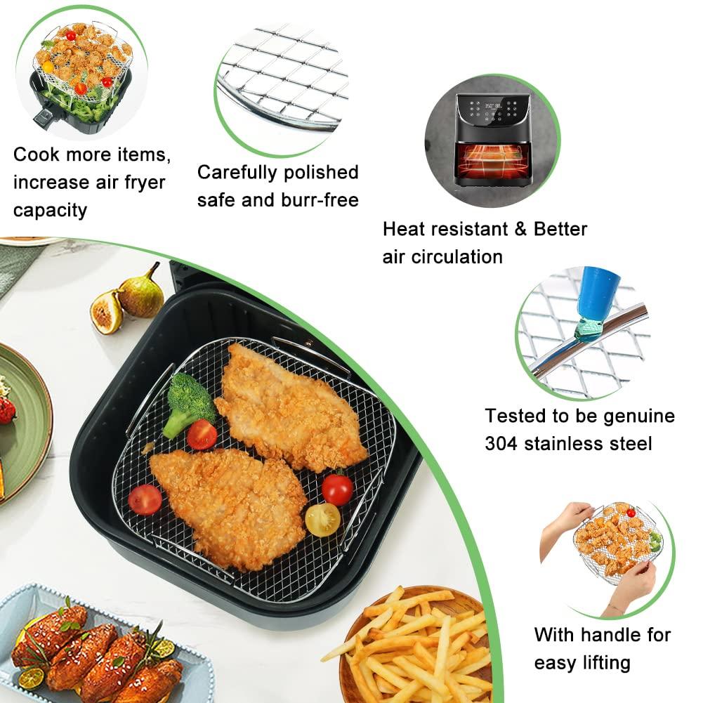 Air Fryer Backen Rack Metall Quadrat/Rund/Rechteck Ofen Grill Racks Airfryer Zubehör