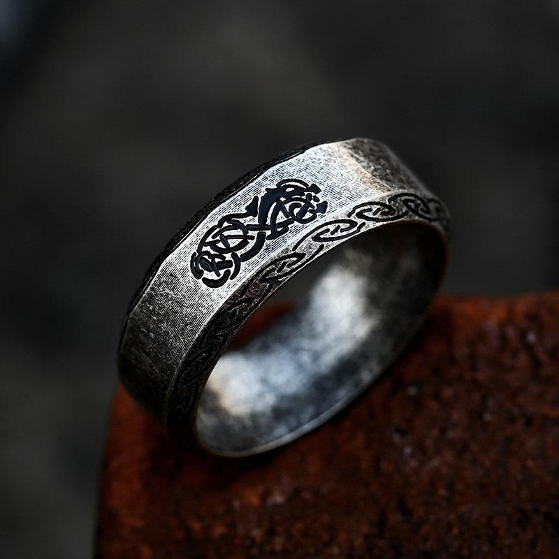 Vintage Silver Viking Rune Rings for Men Women Nordic Odin Amulet Stainless Steel Fashion Jewelry Simple Norse Style