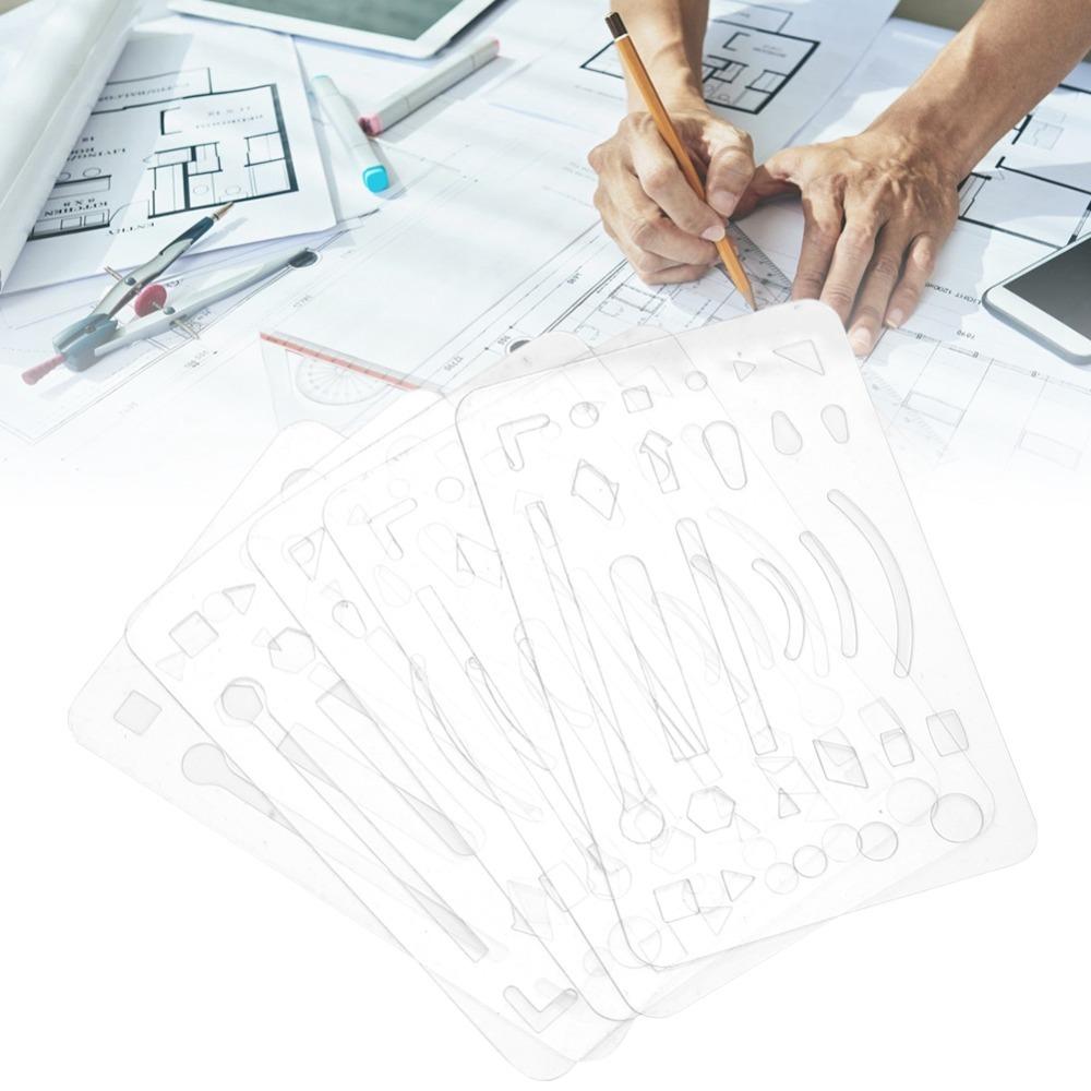 10PCS 27 Holes Erasing Shield Multi-shape Engineering Drafting Ruler Design Pattern Modification прозрачный