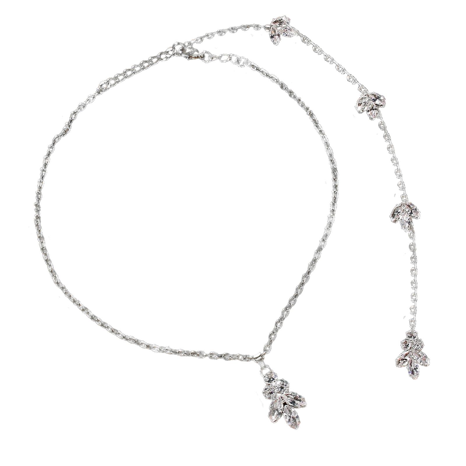 

Rhinestones Back Chain Necklace for Women Elegant Wedding Bridal Backdrop Necklace Crystal Long Chain Body Jewelry Chain срібний