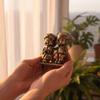 Elderly Couple Statue Brass Figurine with Bench MetalFinish for Couples, Desk