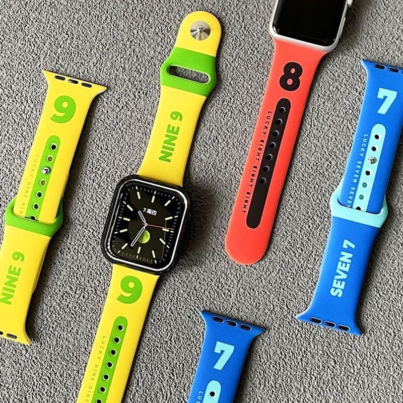 

Lucky Number Soft Silicone Strap for Watch Ultra 49mm Serise 3/4/5/6/7/8/SE (45mm 44mm 42mm 41mm 40mm 38mm) Comfortable Replacement Watchband