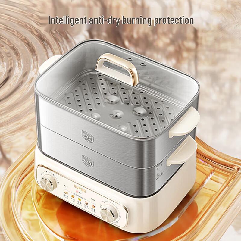 SUPOR 18L Elektrischer Dampfgarer aus 304 Edelstahl mit intelligenter Reservierung (CN-Stecker)