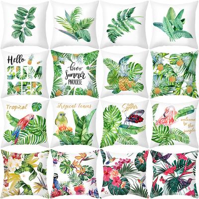 Ins Summer Green Plant Pillow Cover New Watercolor Pineapple Sofa Cushion Cover Home Supplies Pillow