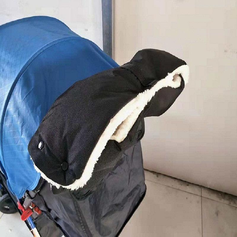 Winter Outdoors Baby Stroller Warm Gloves Thickened Plush Warm Gloves General Stroller Handle Windproof Gloves