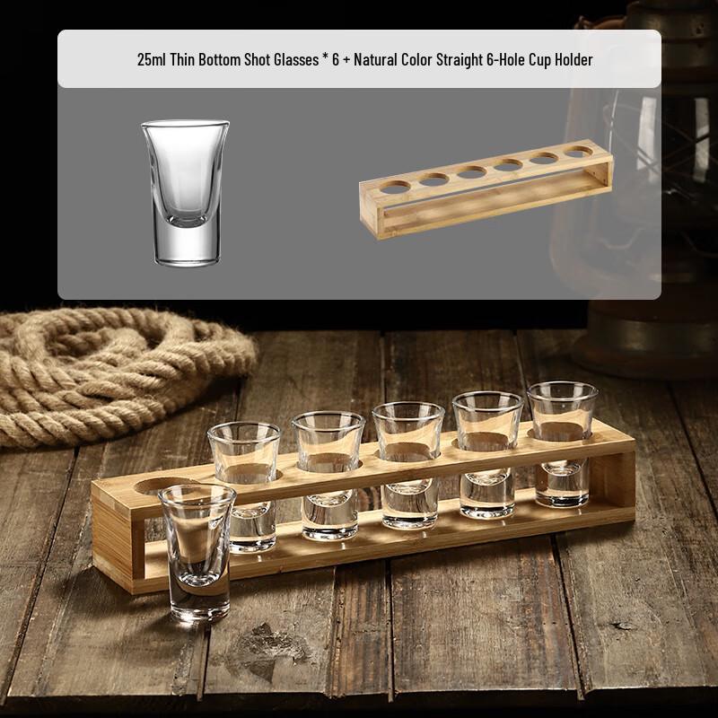 OIMG 6-Piece Baijiu Shot Glass Set with Bamboo Holder