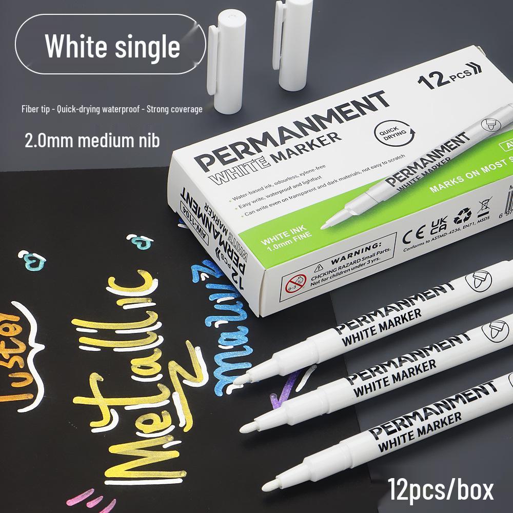 Waterproof Large Capacity White Highlight Marker - Fade-Resistant for Art and Graffiti