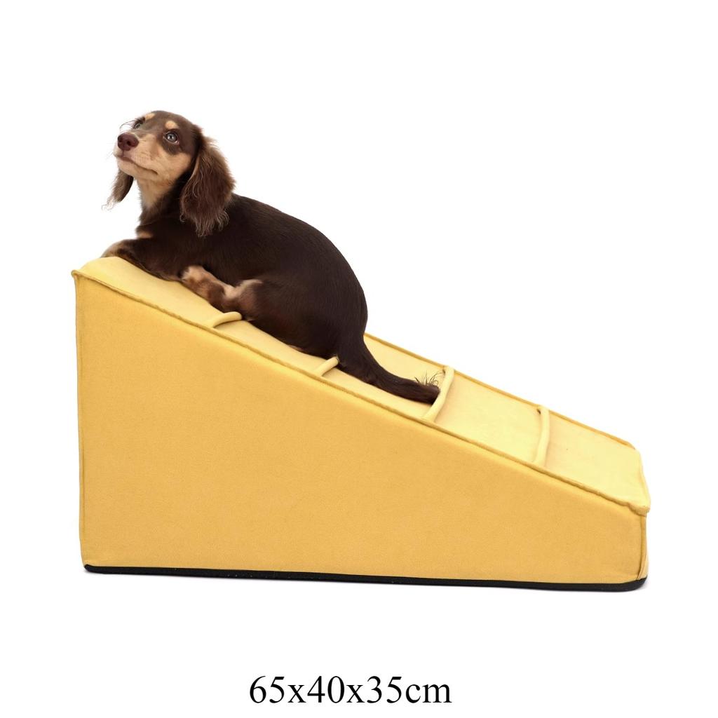 2-in-1 Pet Ramp & Bed Detachable Dog Stairs with High Sponge Washable Pet Climbing Ladder Non-Slip Puppy Slope for Sofa/Bed