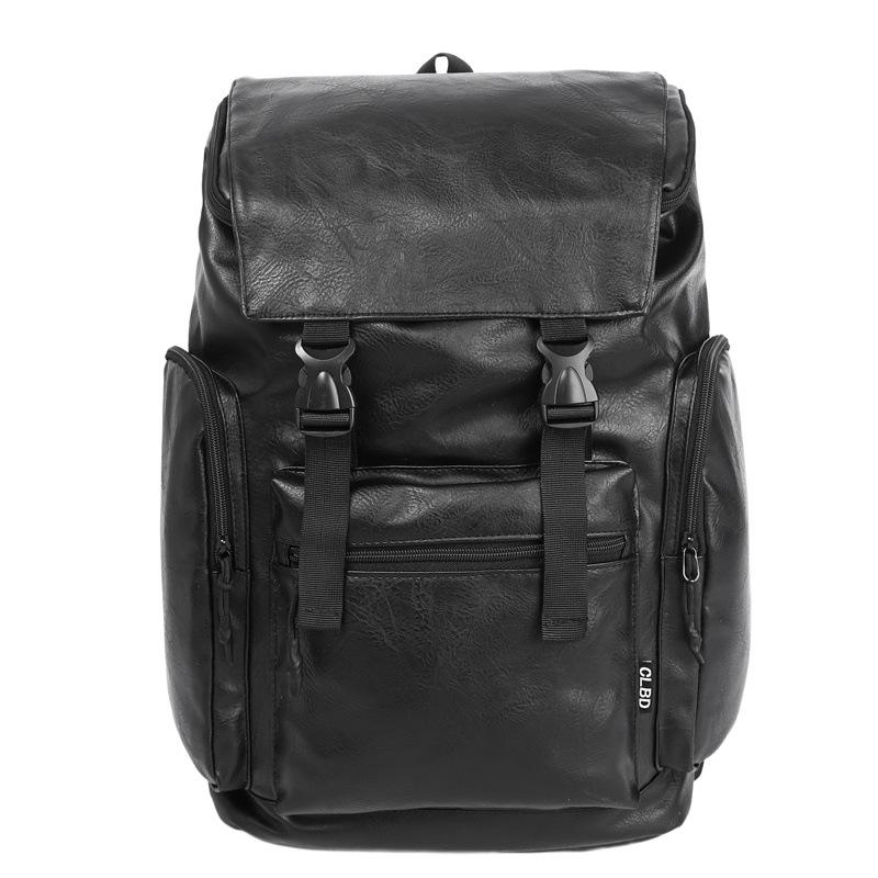 Trendy cool large-capacity travel backpack cross-border new PU retro simple computer backpack high school college student schoolbag