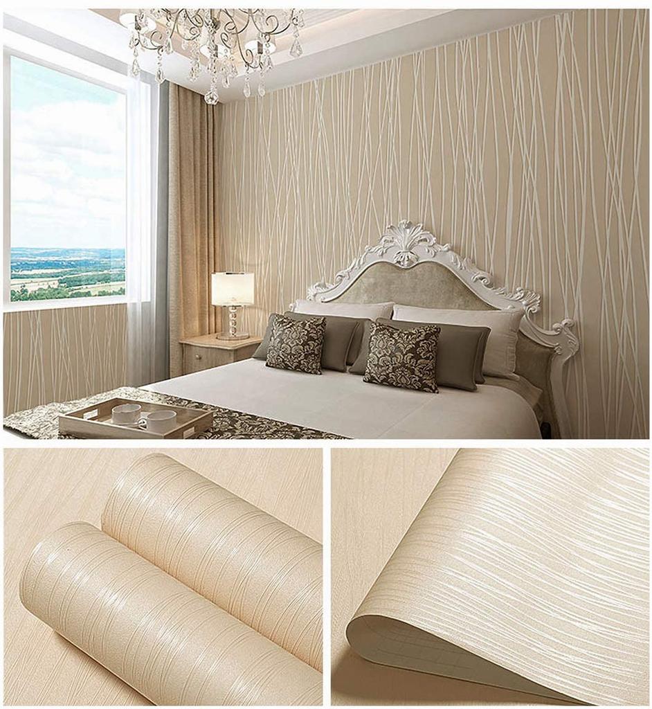 Solid Color Peel and Stick Wallpaper Removable Waterproof Textured Wallpaper Vinyl Stripe Self Adhesive Contact Paper Decorative
