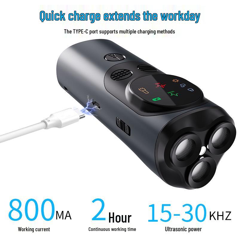 Portable Ultrasonic Dog Bark Stopper & Training Device with Light - Three-Head Dog Repeller