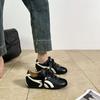Cowhide version ~ retro contrast stitching women's leather casual sneakers soft soles comfortable ribbons