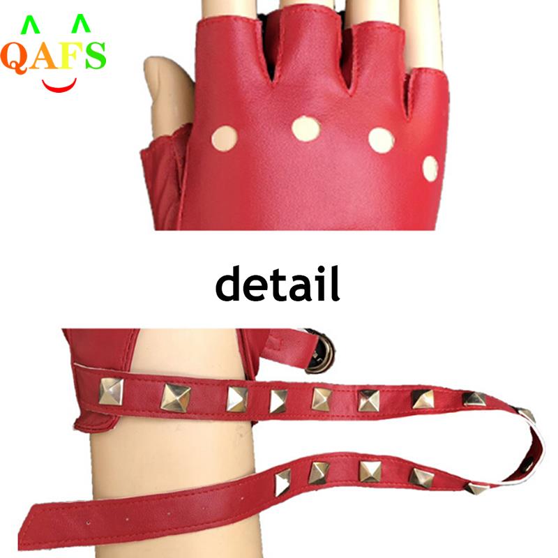1 Pair Women Punk Short Synthetic Leather Gloves Half Finger Fingerless Gloves Fashion Lady Handsome Black Gloves