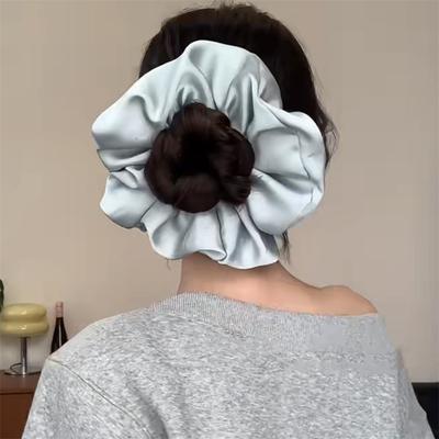 Grote Satijnen Scrunchies Oversized Jumbo Scrunchy Slaapreus Moslim Elastisch Volumegevend Netjes Gestikt Haarband Scrunchie