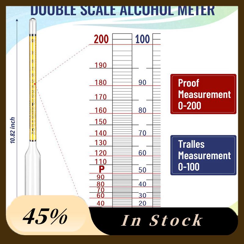 

A60Z Top 8Pcs Hydrometer Alcohol, Alcohol Meter For Distilling Alcohol 0-200 Proof & 0-100 Tralle, Specific Gravity Hydrometer